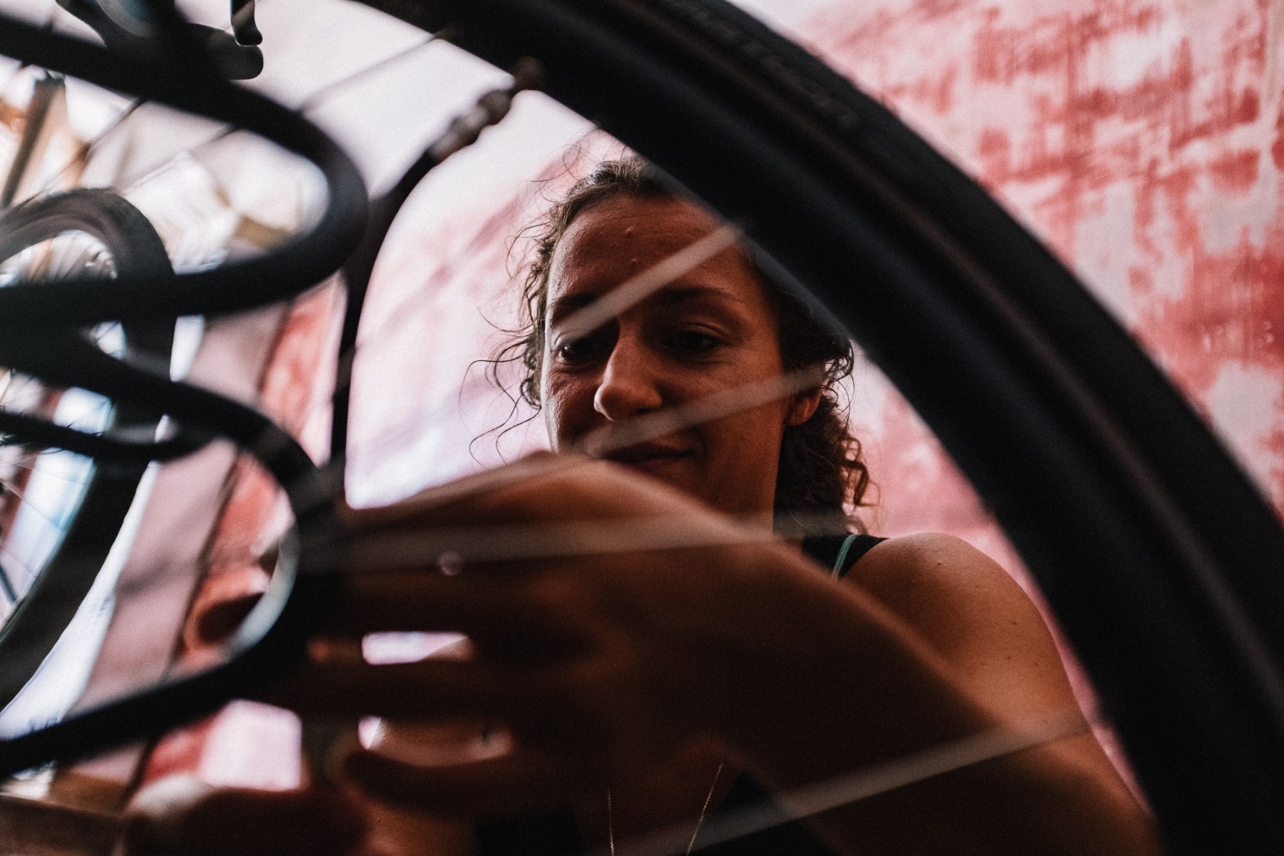 Reassembling our bicycles after bringing it on the plane Reassembling our bicycles after bringing it on the plane