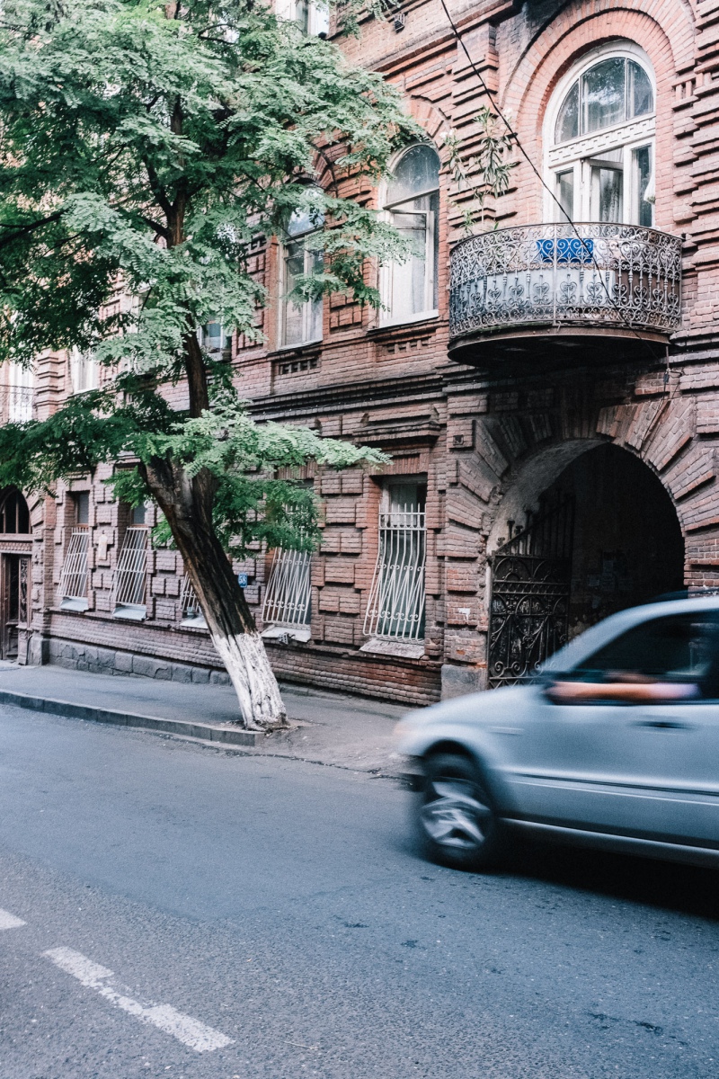 Driving car in Tbilisi, Georgia Driving car in Tbilisi, Georgia