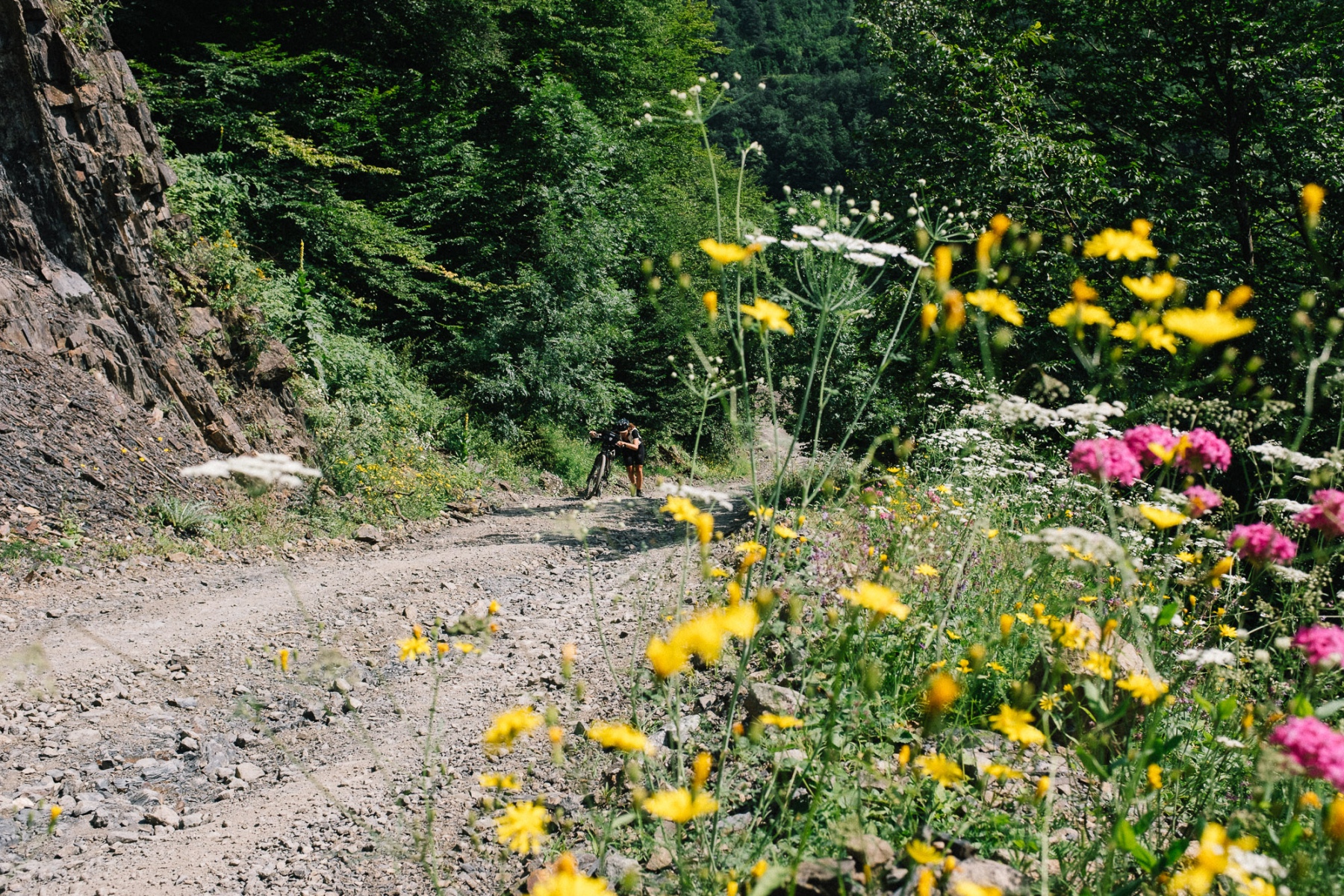 Push a bike in the Georgian Caucasus