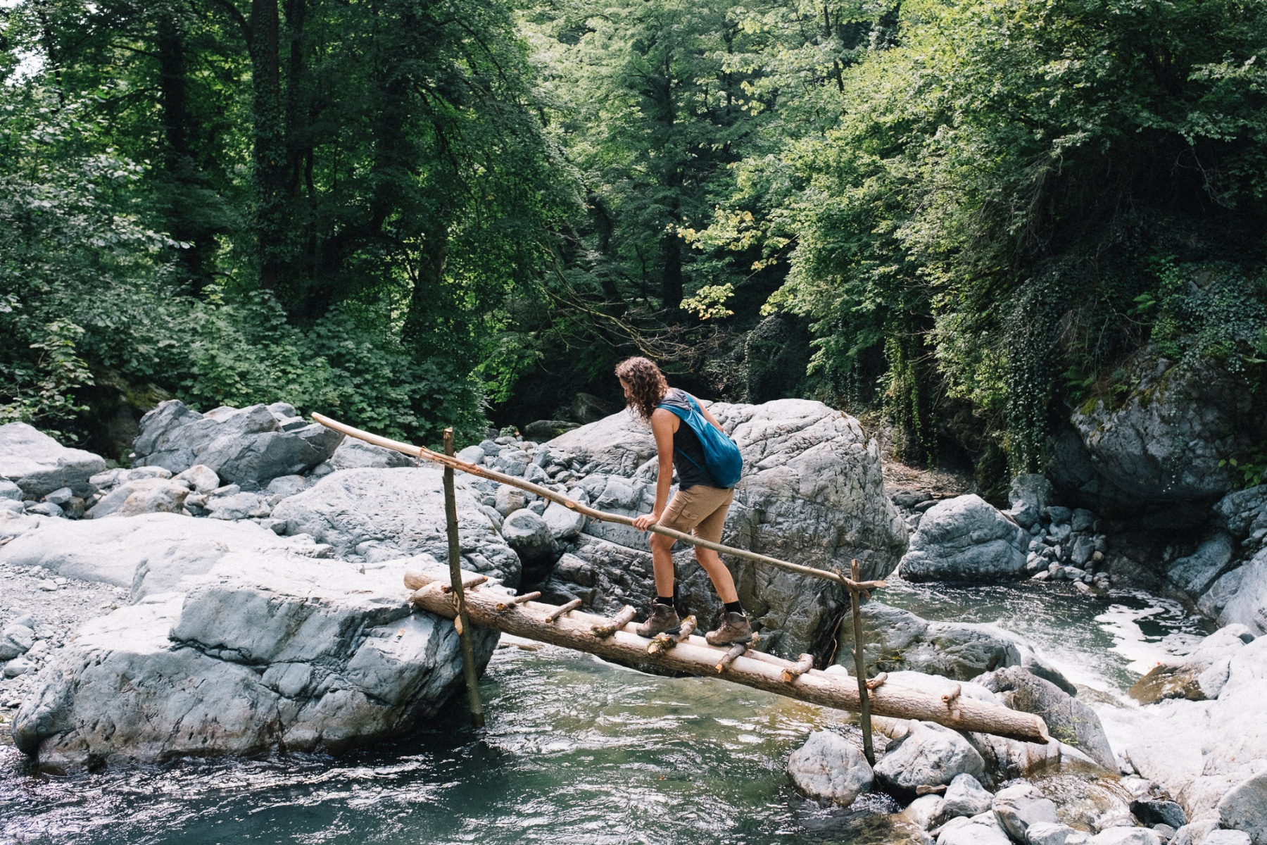 Sabina crossing a river in Georgia