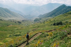 Sabina hiking back to Roshka guesthouse