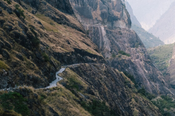 Annapurna Circuit Trek Road Mountains Views Tarmac