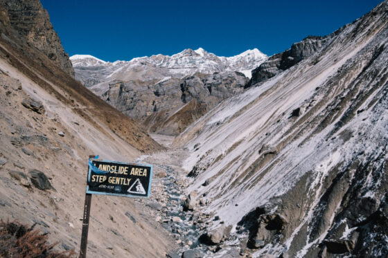Landslide Area Annapurna Circuit Trek Nepal Bikepacking Cycling