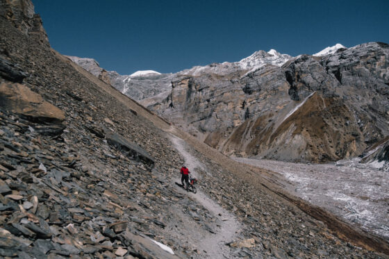 Landslide Zone Dangerous Annapurna Circuit Trek Bikepacking Nepal