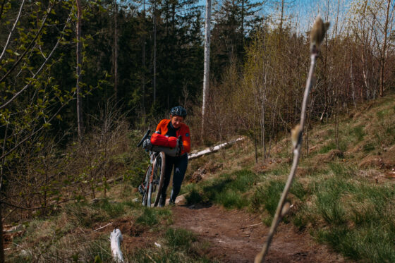 Bikepacking hike-a-bike bike pushing Sweden