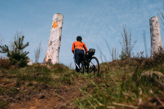 Bikepacking hike-a-bike pushing