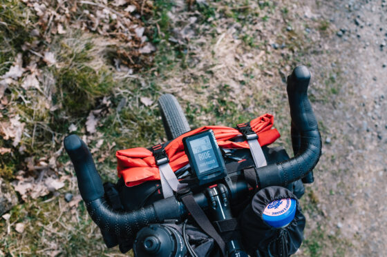 Cockpit with Revelate Designs bikepacking bags on the 3T Exploro