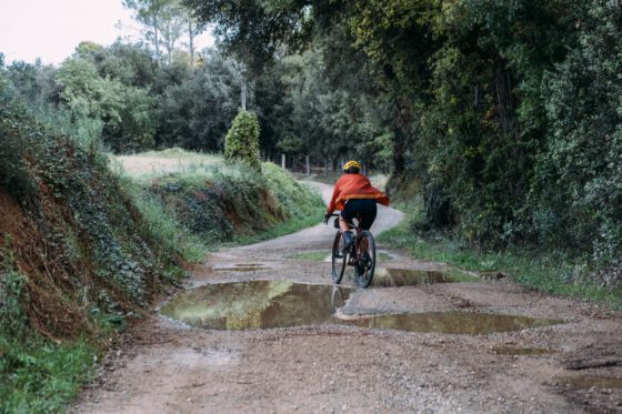 wet roads in girona for road cycling and gravel cycling
