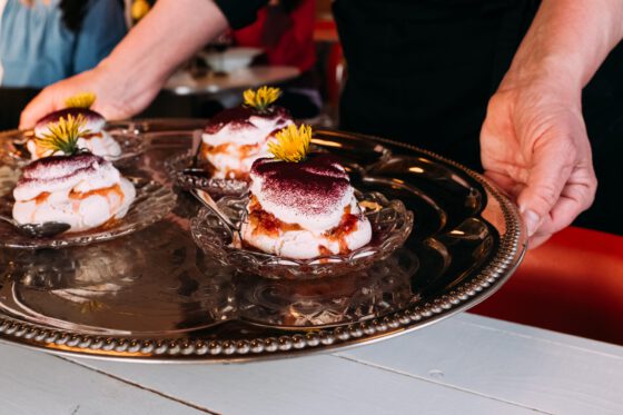 Pavlova desert at Swedish restaurant Upperud9:9 in Dalsland