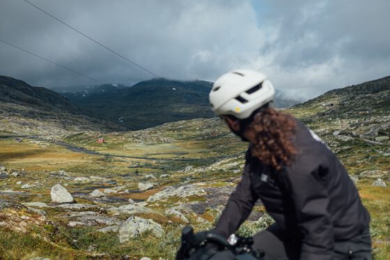 Looking back over the valley when cycling the Rallarvegen