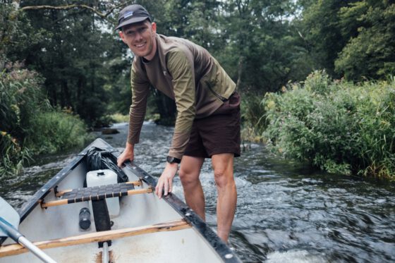 Canoeing through rapids in Southern Sweden