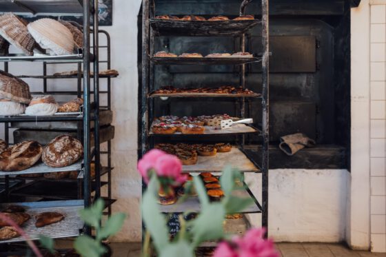 Freshly baked loaves of bread and pastries on display at Brukets Godaste, one of Sweden’s best bakeries